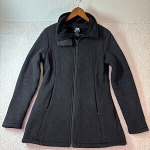 The North Face Womens Jacket Medium Black Caroluna Quilted Fleece Lined Coat